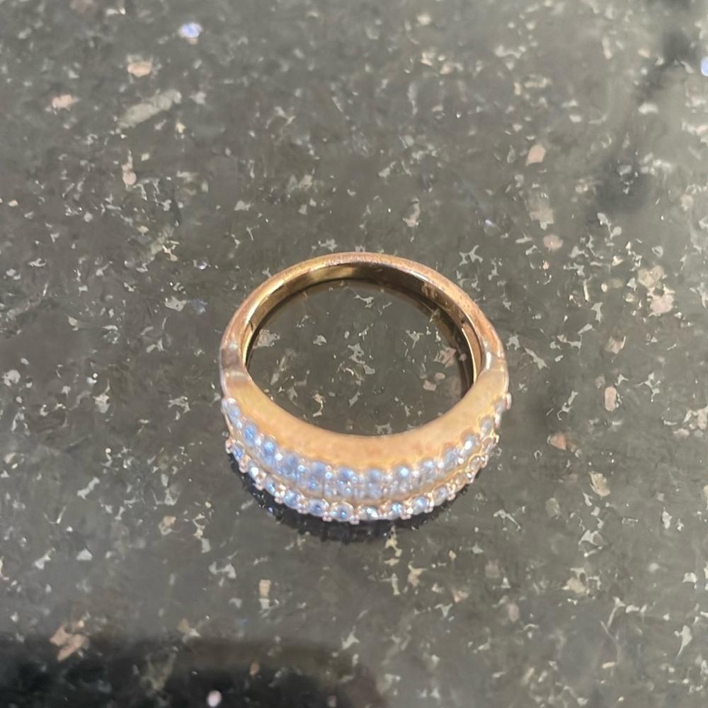 Baguette & Round Cut  stones Ring gold plated 952 China silver